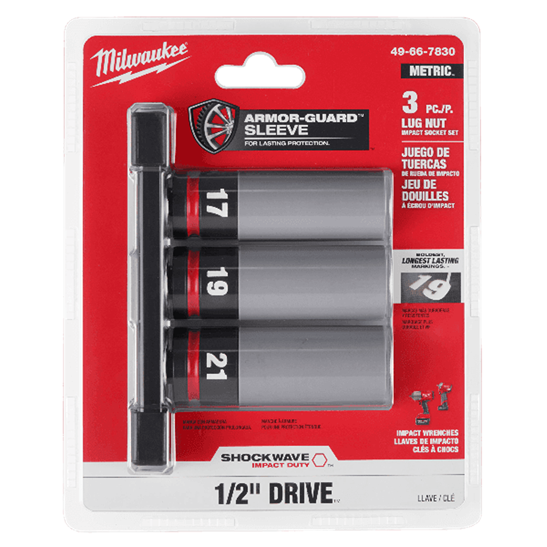3-piece metric impact lug nut sockets with protective ARMOR-GUARD sleeve for hand tools and home improvement under $100
