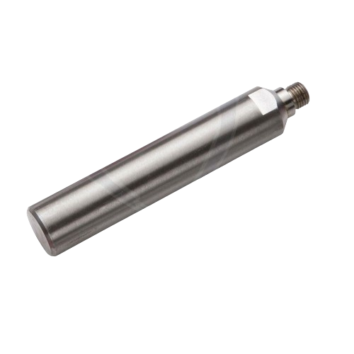 Cylindrical modular tool rest stem with threaded end made of polished metal for woodworking home improvement tasks