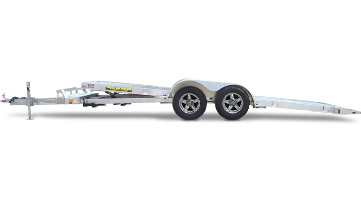 Aluminum tilt utility trailer with dual wheels and low-profile design for versatile hauling in home improvement tasks