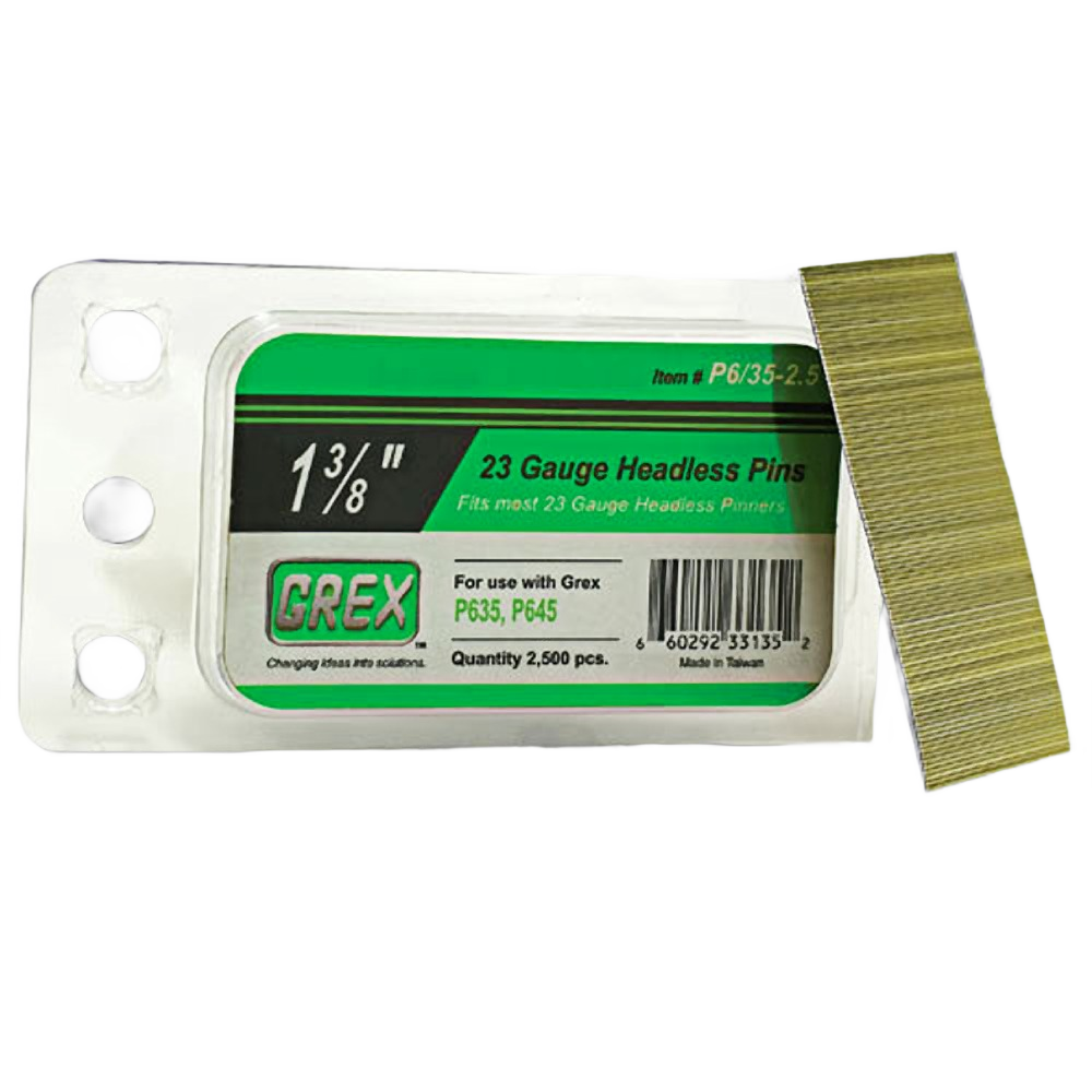 Package of 23-gauge headless pins 3/8 inch, ideal for woodworking and home improvement fastener projects