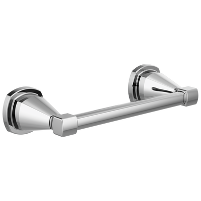 Chrome-plated toilet paper holder with sleek modern design for home improvement and bathroom organization tasks
