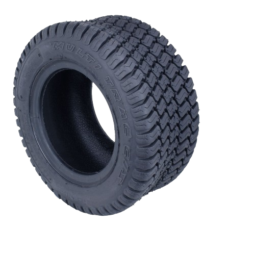 Pair of durable tires with aggressive tread pattern for enhanced traction in parts and lubricants collection