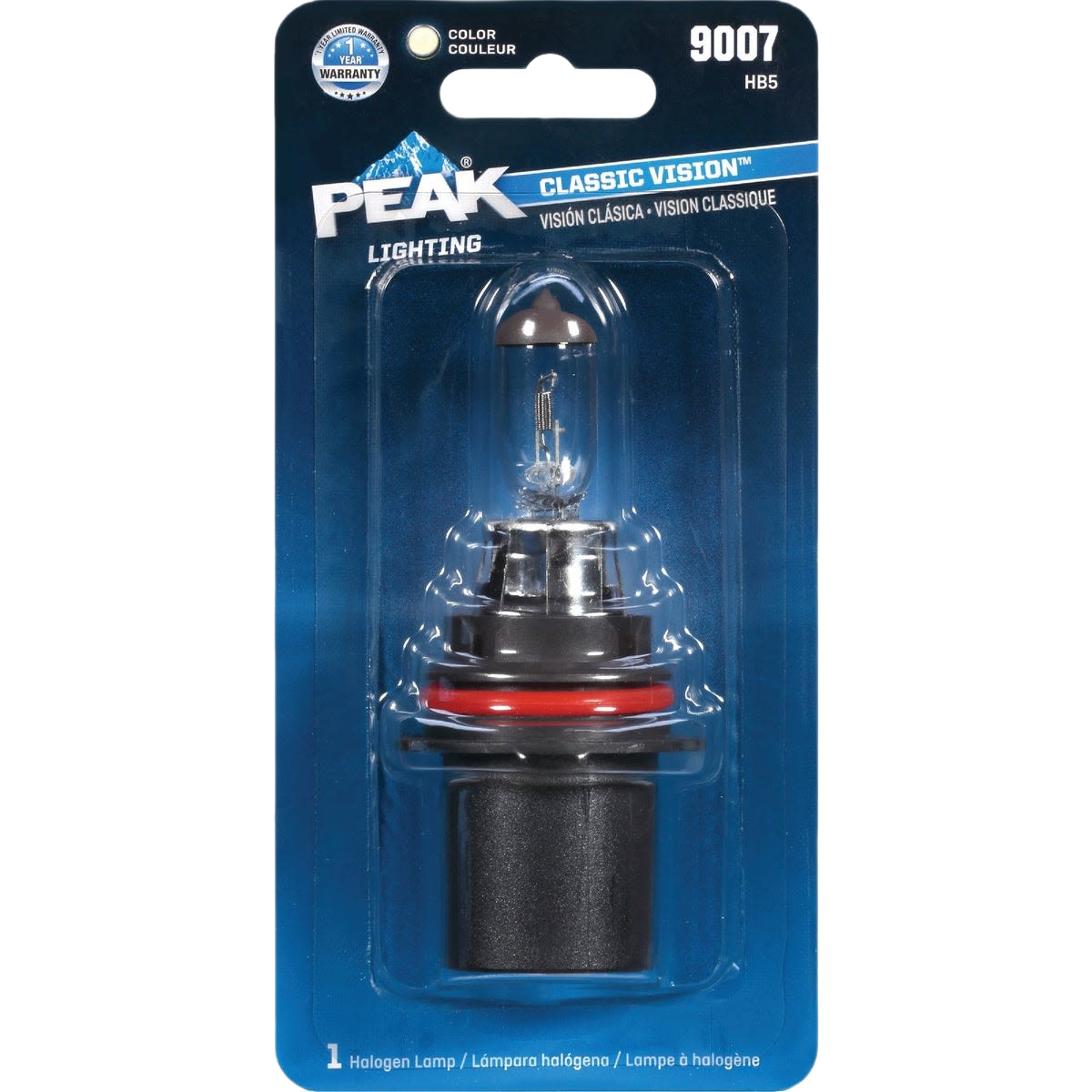 Halogen car headlight bulb in packaging, under $50 automotive lighting replacement for vehicle headlights