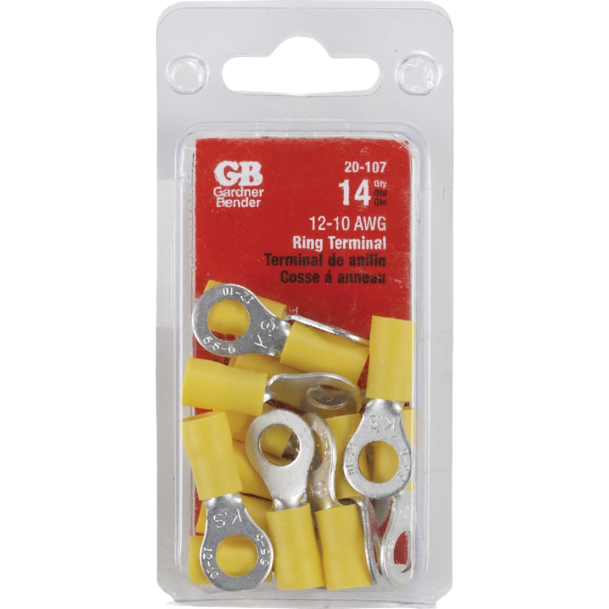Pack of yellow vinyl-insulated ring terminals for electrical wiring and home improvement projects