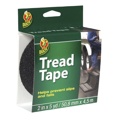 Black anti-slip tread tape with grit texture for enhancing safety on slippery surfaces in home improvement projects