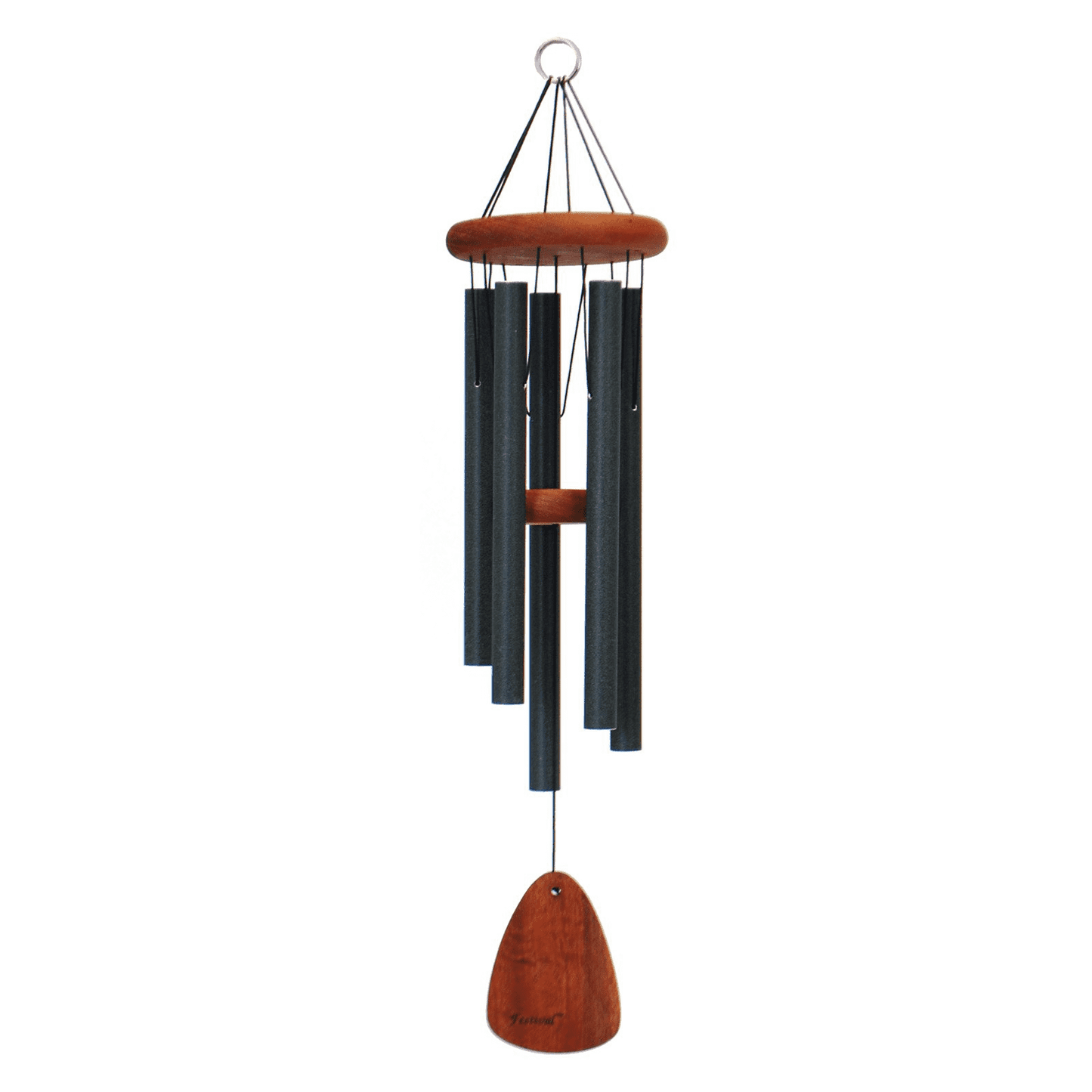 Forest green wind chime with wooden accents for calming outdoor decor in Lawn & Garden and Outdoor Living collections
