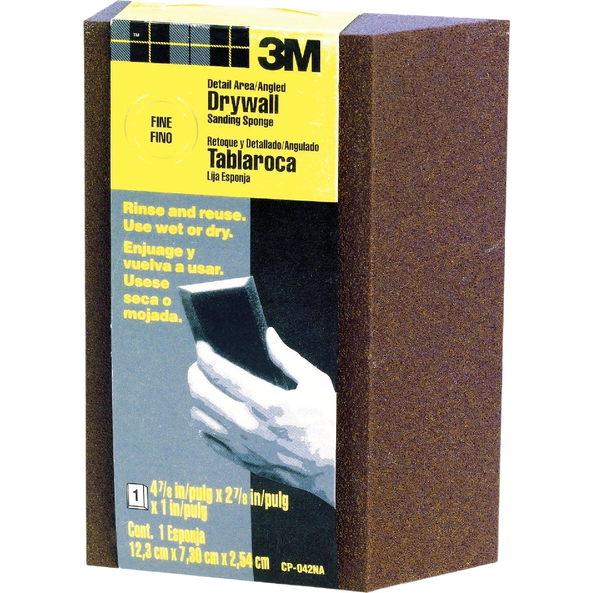 3M angled drywall sanding sponge with fine grit for precise smoothing in sandpaper and home improvement collections