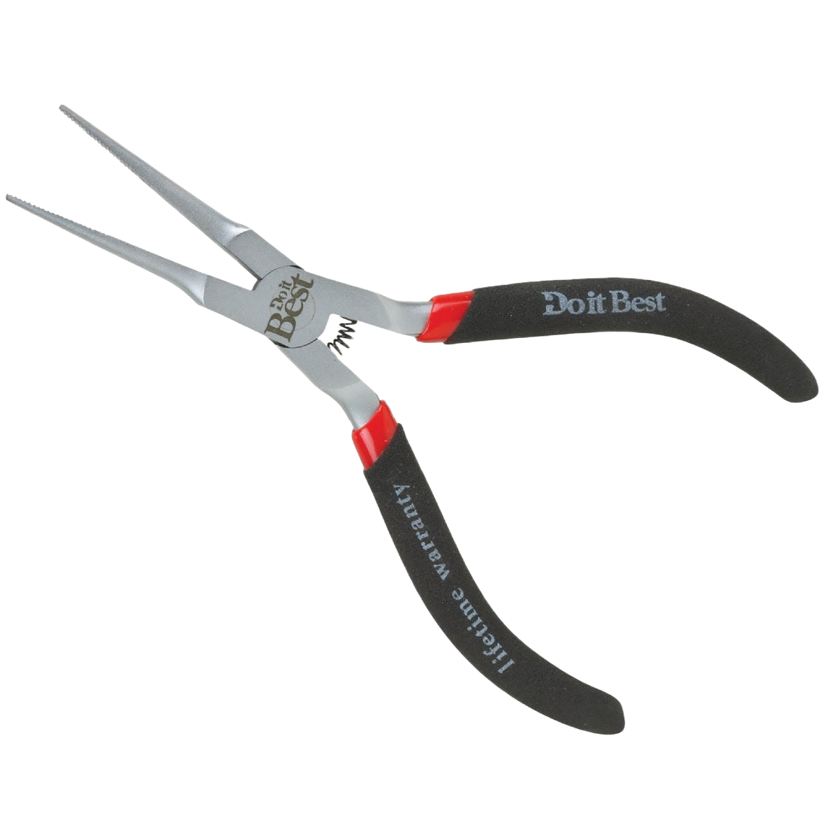 4-inch needle nose pliers with black and red comfort grip handles for precise tools and home improvement tasks