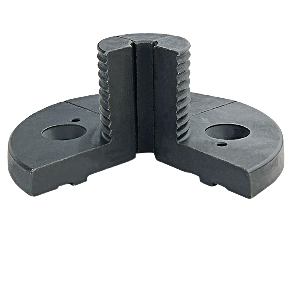 Profiled black spigot jaws for lathe chucks designed to grip slim spindles in woodworking tools under $100 collection