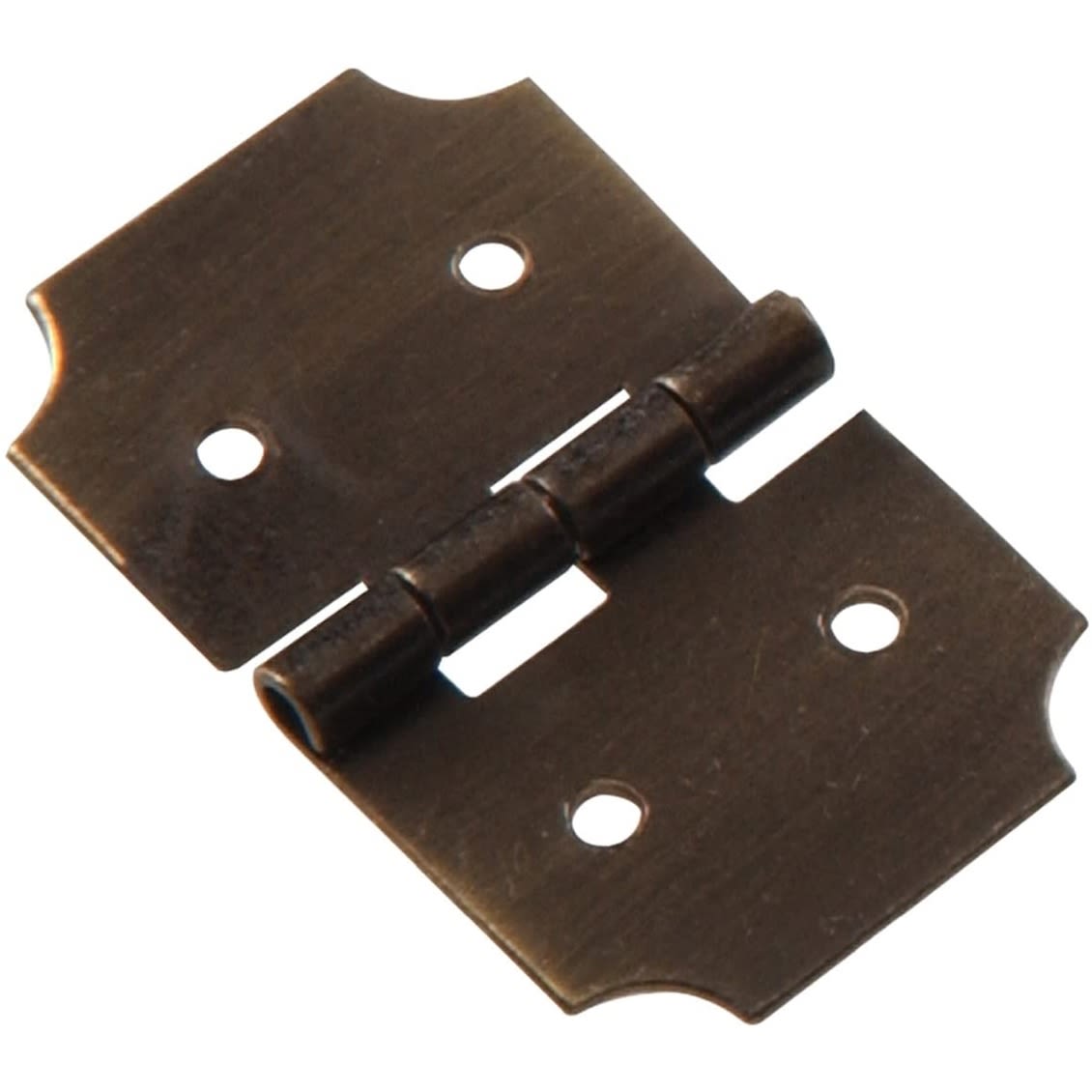Solid brass decorative hinge in antique brass finish, suitable for hardware and home improvement projects under $50