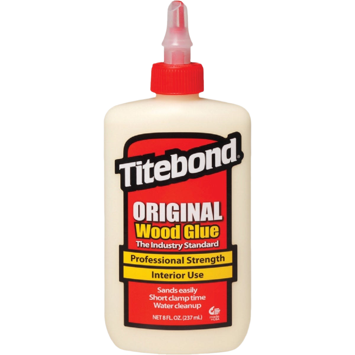 Bottle of Titebond Original wood glue with red cap for interior woodworking in glue and adhesive collections under $50