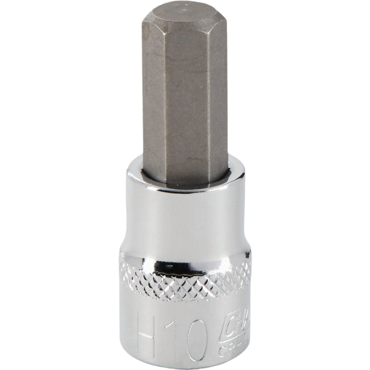 Chrome vanadium steel 10mm 6-point hex bit socket with textured grip, suitable for hand tools and home improvement projects