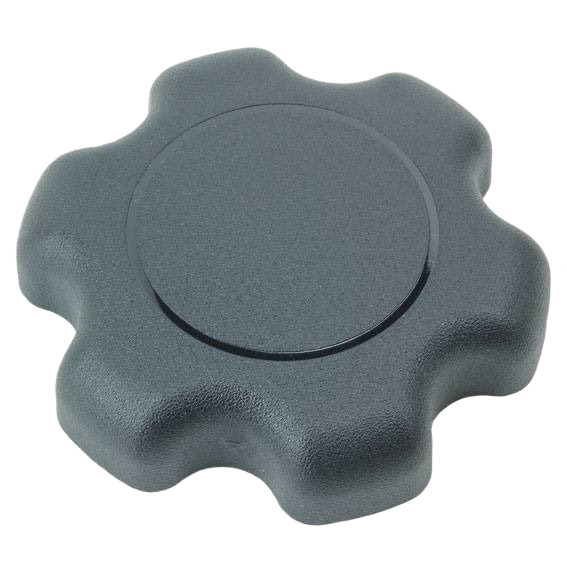Gray replacement fuel filler cap with gasket for John Deere machinery, part of automotive and mechanic tools accessories.