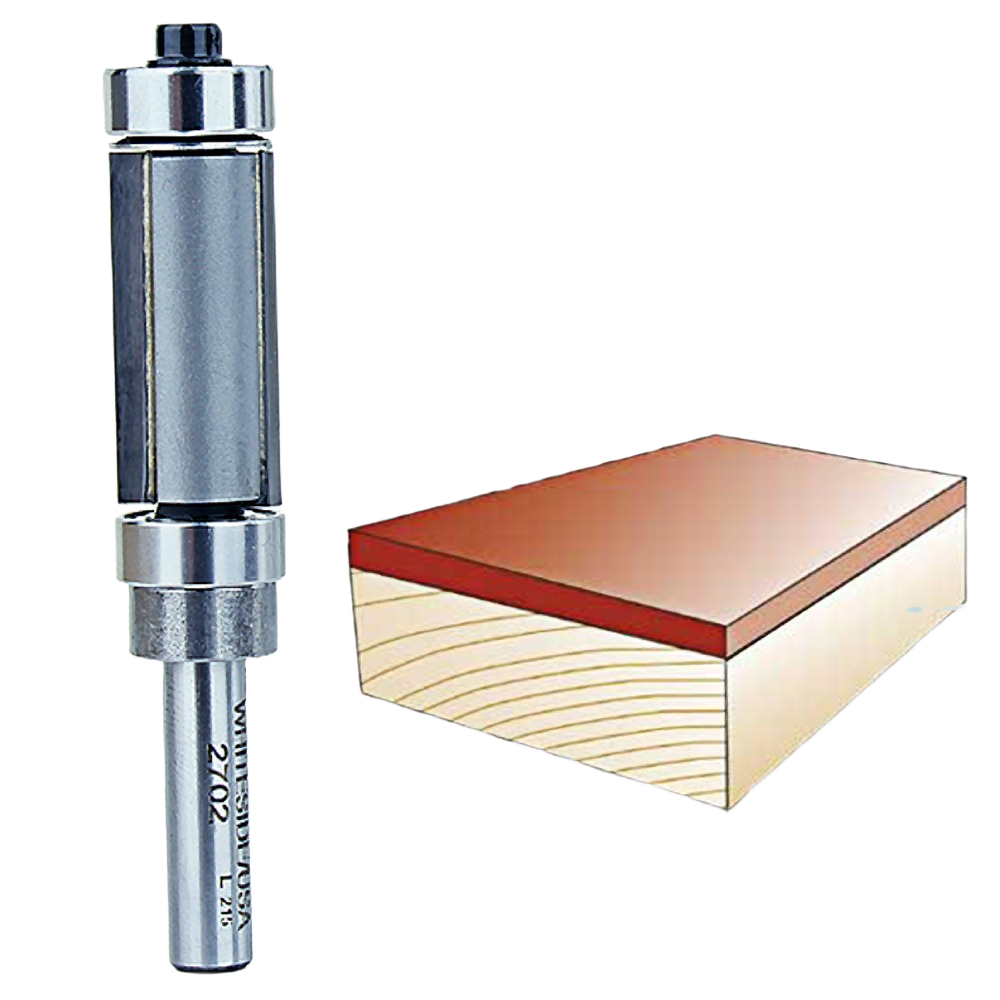 Precision router bit with dual bearings for trimming laminate and veneer edges in tool accessories under $50 collection