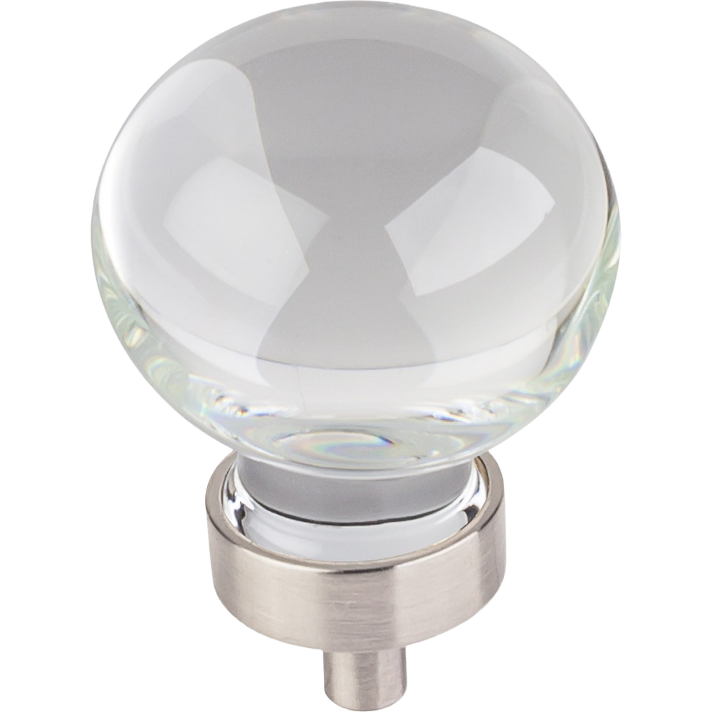 Glass sphere cabinet knob with satin nickel base for furniture hardware and home improvement accessories collections