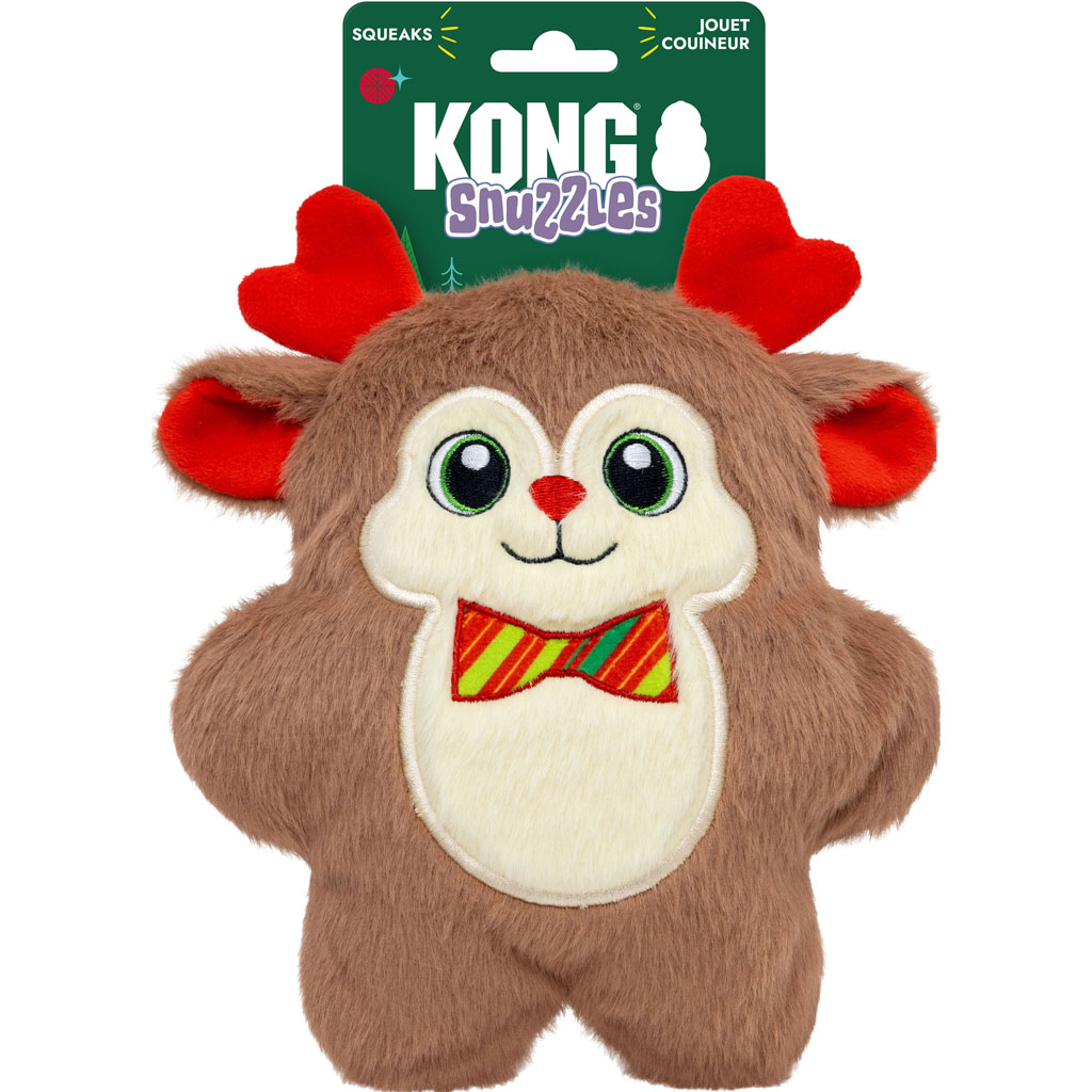 KONG Medium Snuzzles Bow Tie Reindeer Plush Christmas Dog Toy