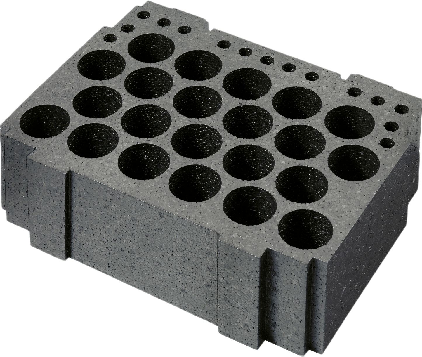 Foam cartridge organizer insert with multiple rounded compartments for tool storage and workshop organization under $50 collections