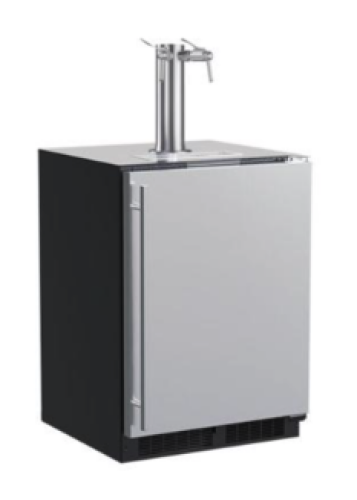 Built-in stainless steel beverage dispenser with twin taps and solid reversible door in kitchen appliances collection