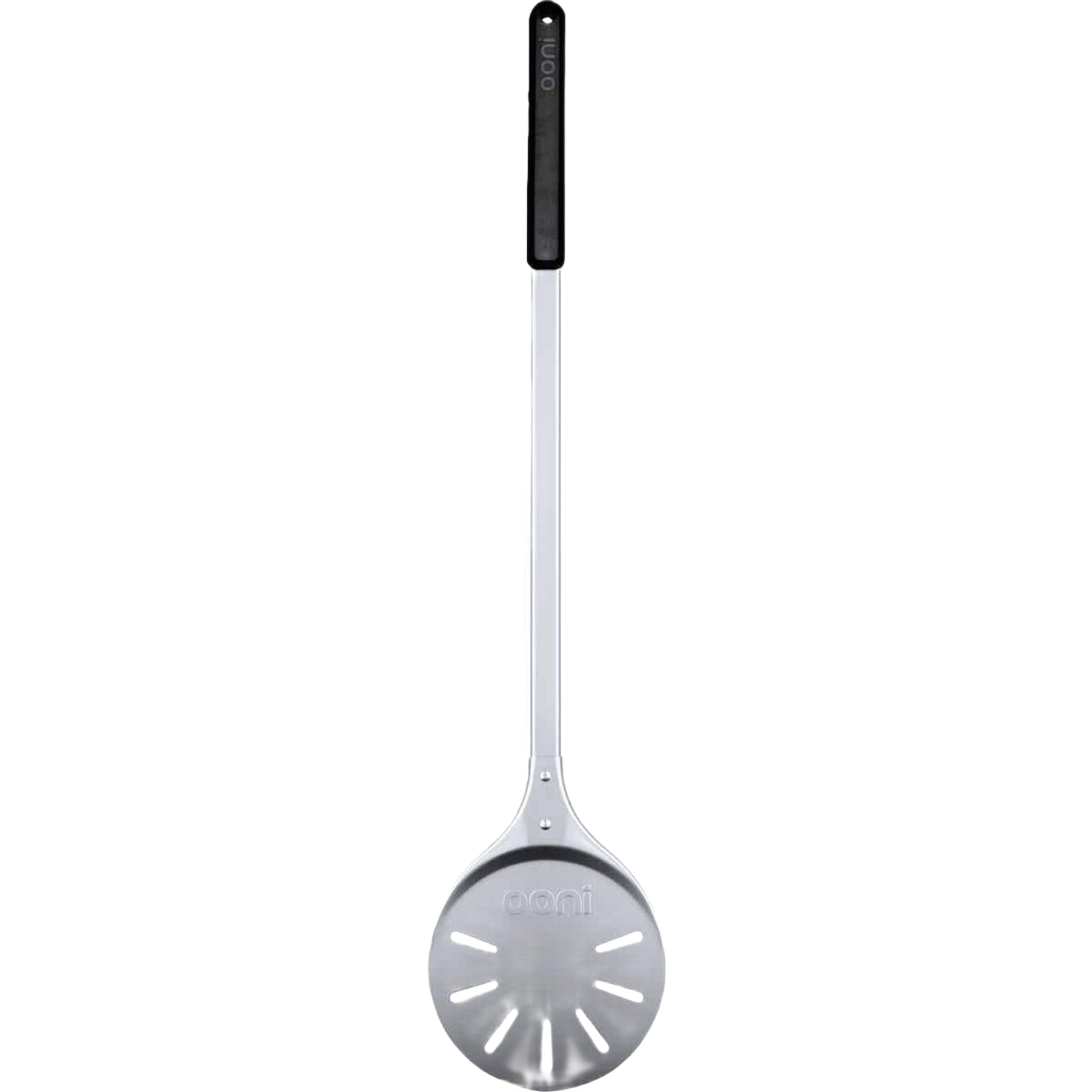Anodized aluminum turning pizza peel with non-stick surface and black handle in grilling tools and outdoor living collections