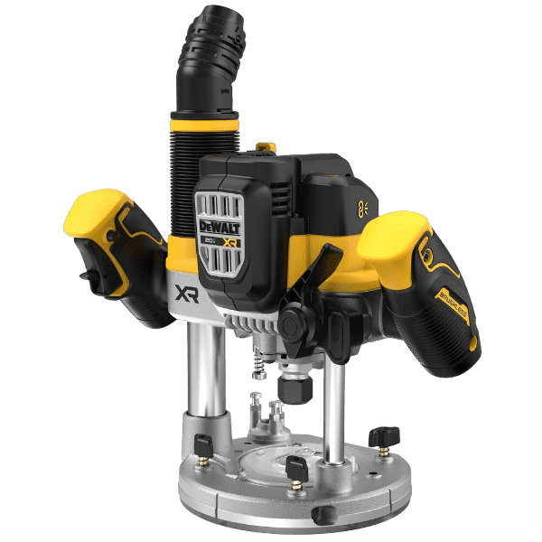 Cordless plunge router with yellow and black design for precise woodworking and home improvement projects