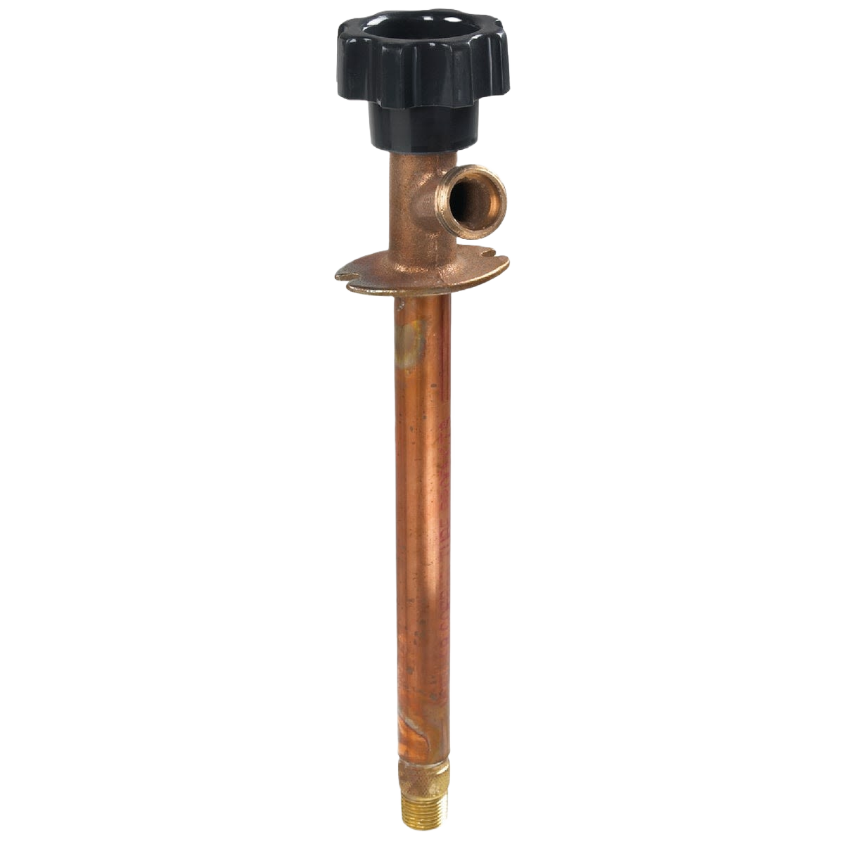 Copper frost-free wall hydrant with black handle for plumbing and home improvement under $100 collections
