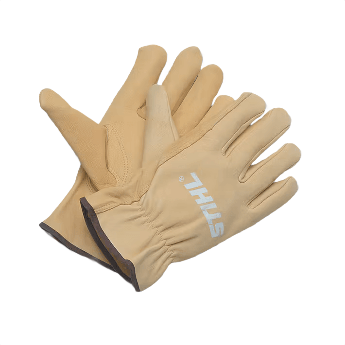 Pair of durable goat leather garden gloves with elastic wrist and branded logo for work gloves and outdoor tools collections