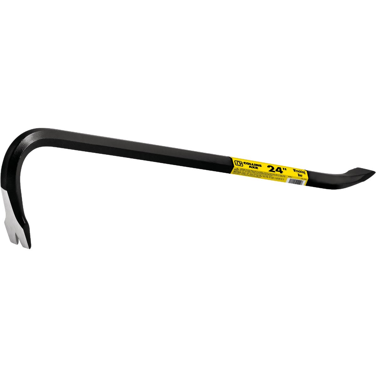 24-inch black gooseneck pry bar with curved claw for prying and demolition in home improvement tasks