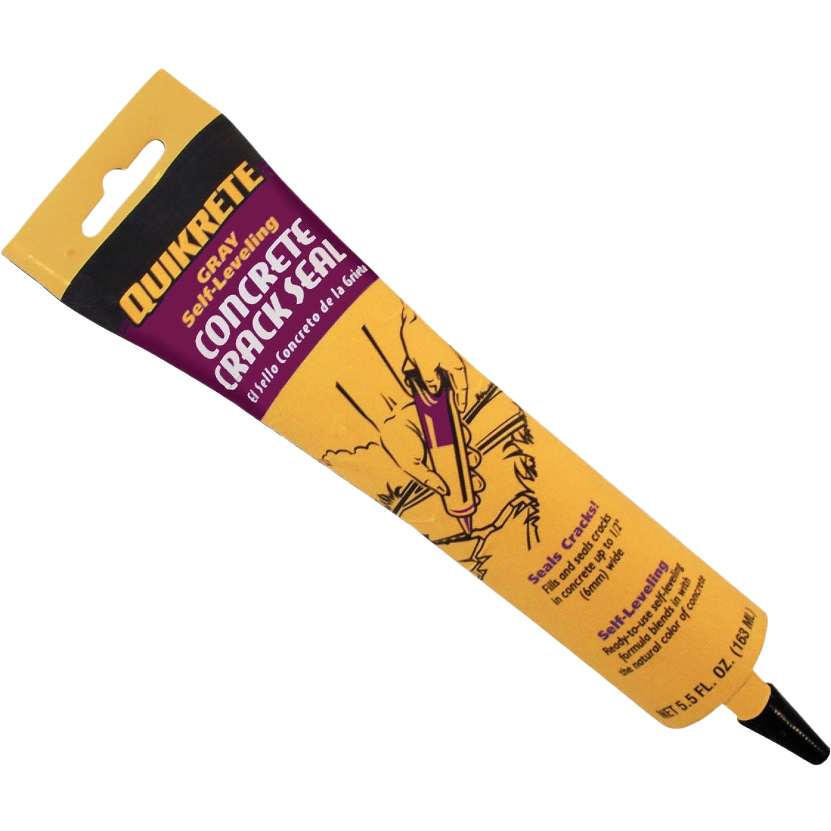 Tube of Quikrete gray self-leveling concrete crack seal for home improvement and patching repair projects