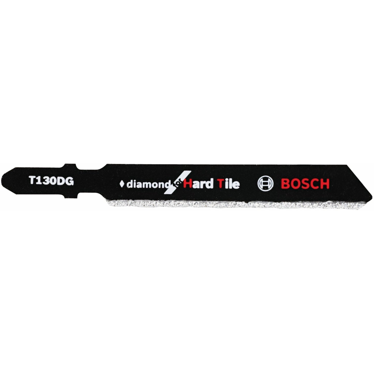 Black T-shank jigsaw blade with 30-grit diamond edge for cutting hard tile in power tool accessories collection