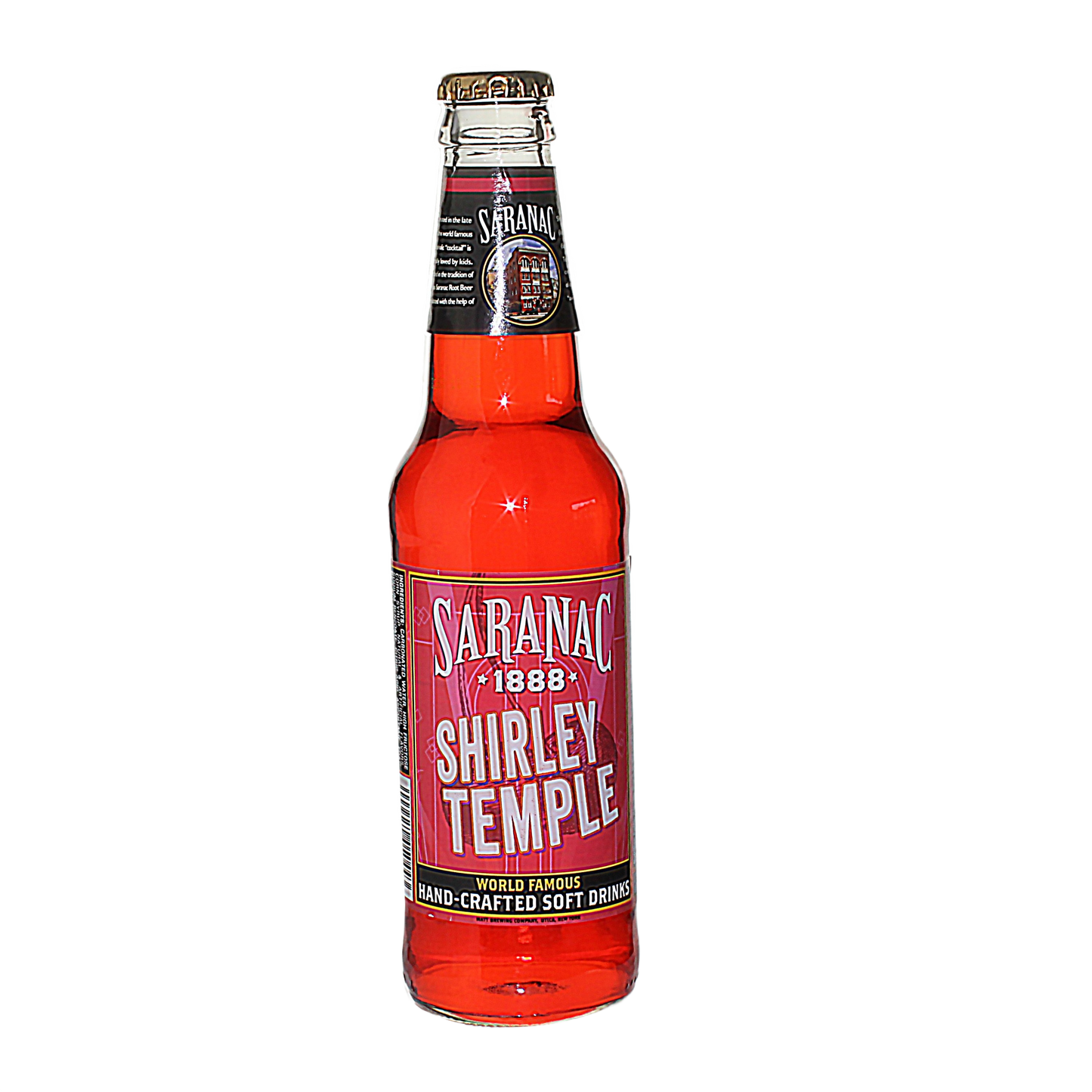 Glass bottle of Saranac Shirley Temple soda in food and beverage drinks collection under $50