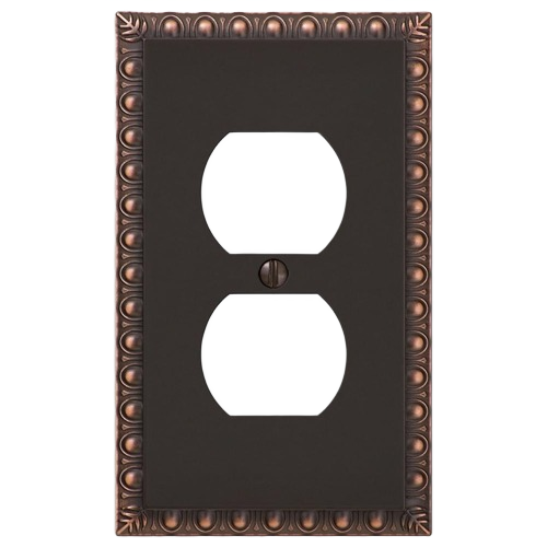 Antique bronze duplex wall plate with egg and dart border, part of electrical and outlet wall plates under $50 collection