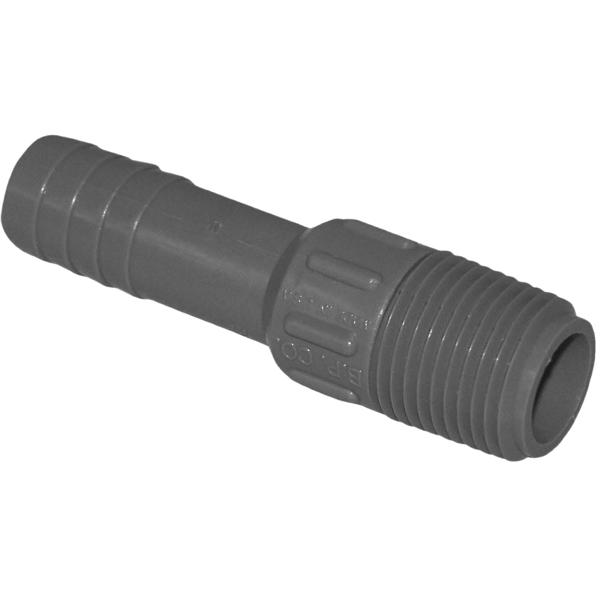 Gray polypropylene hose adapter with male pipe thread and insert fitting for plumbing and pipes and fittings collections