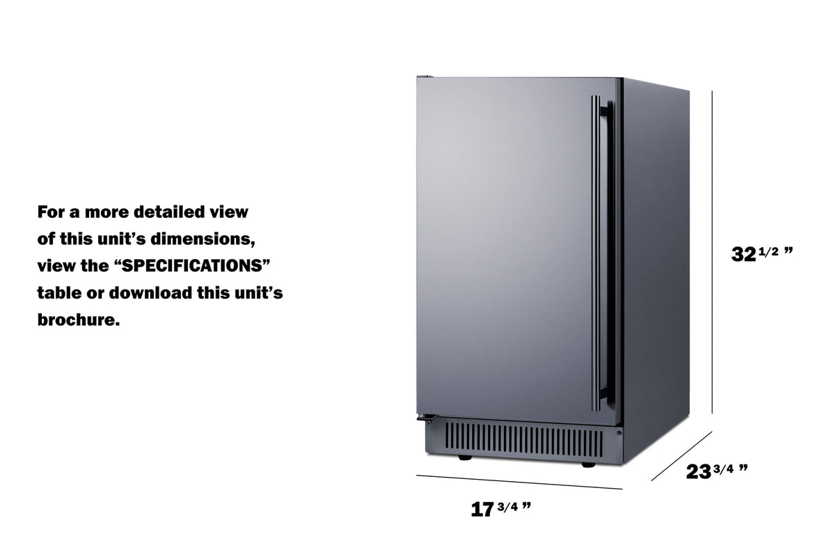 18" Wide Clear Icemaker, ADA Compliant