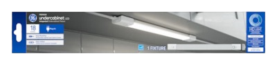 Slim LED under-cabinet light fixture in white for home improvement and tool lighting applications