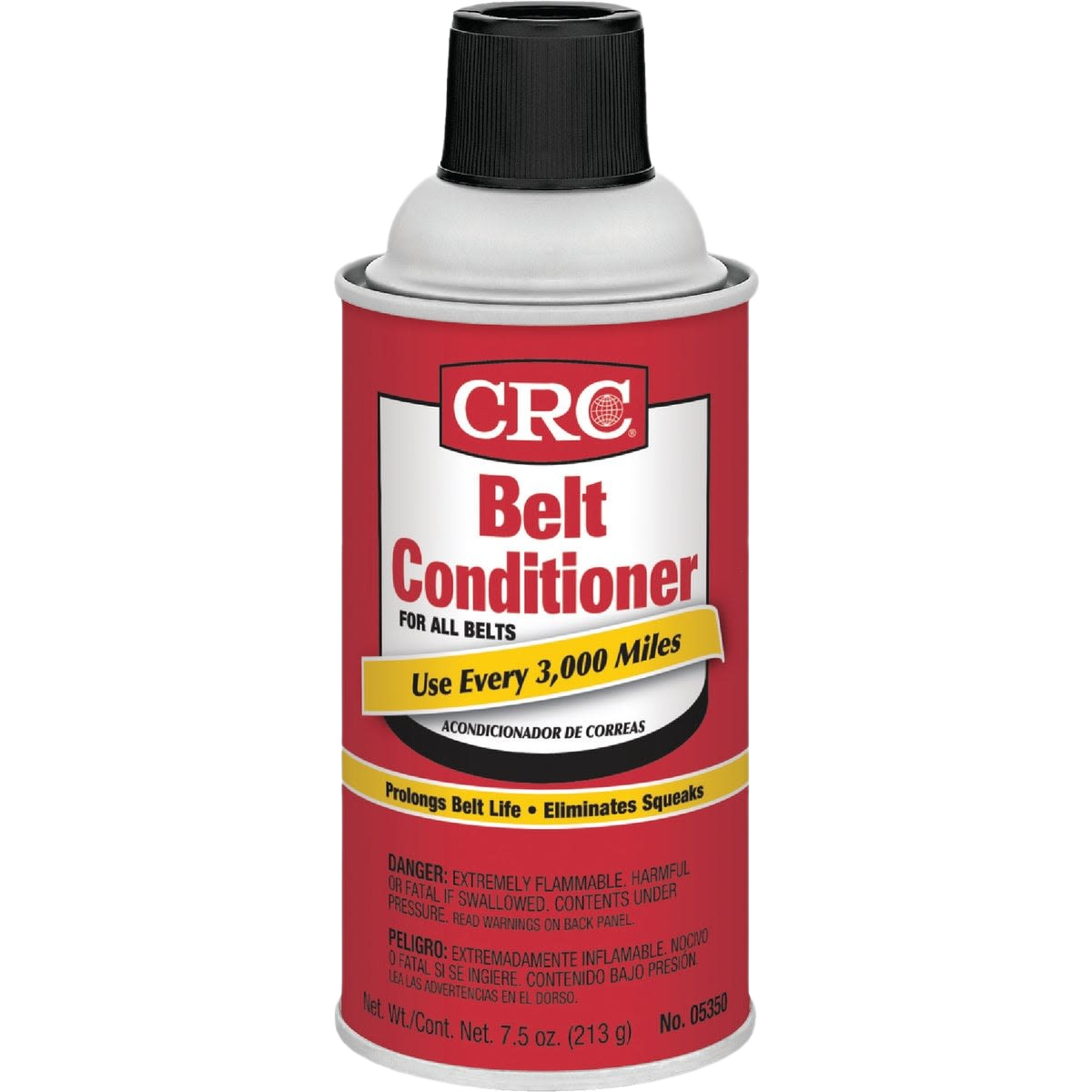 Can of belt conditioner spray designed to prolong belt life and reduce squeaking for tools and home use