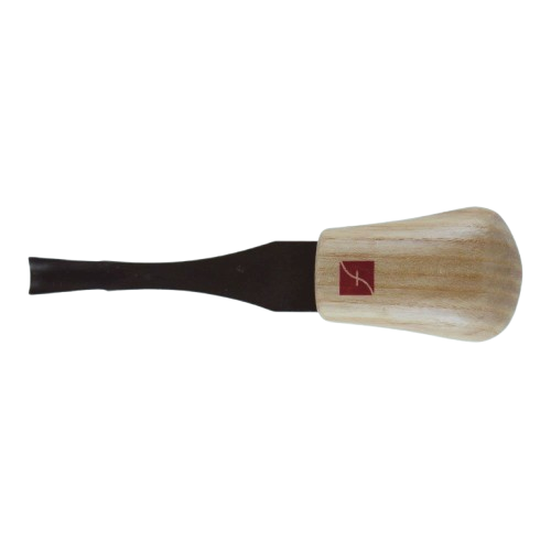Wood-handled palm carving gouge with curved steel blade for detailed woodworking and home improvement tasks
