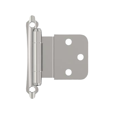 Polished chrome inset cabinet hinge with self-closing feature for smooth door operation in home improvement projects