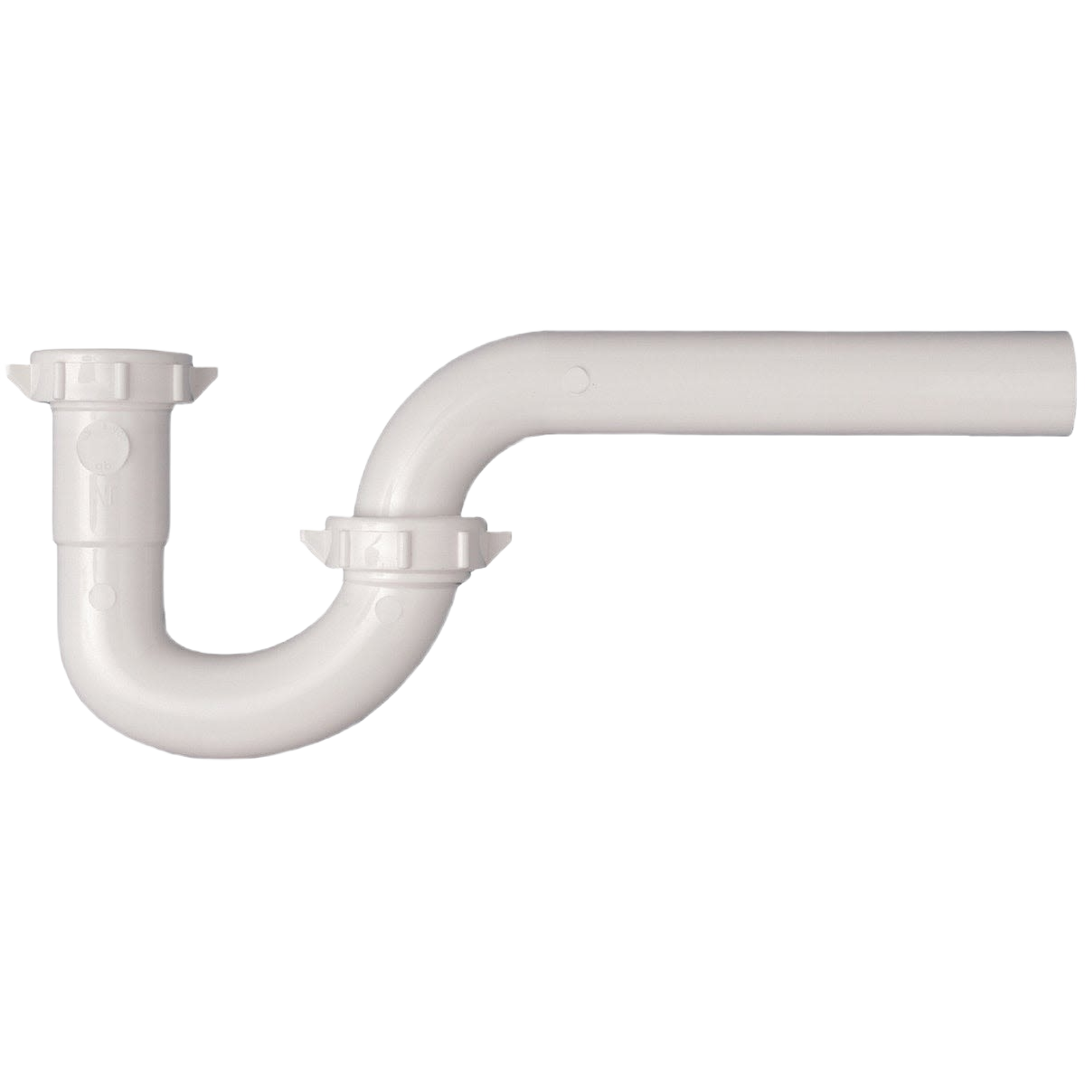 White plastic plumbing trap pipe with threaded slip nut connectors for Plumbing Parts & Repair and Drain Repair under $50 collections