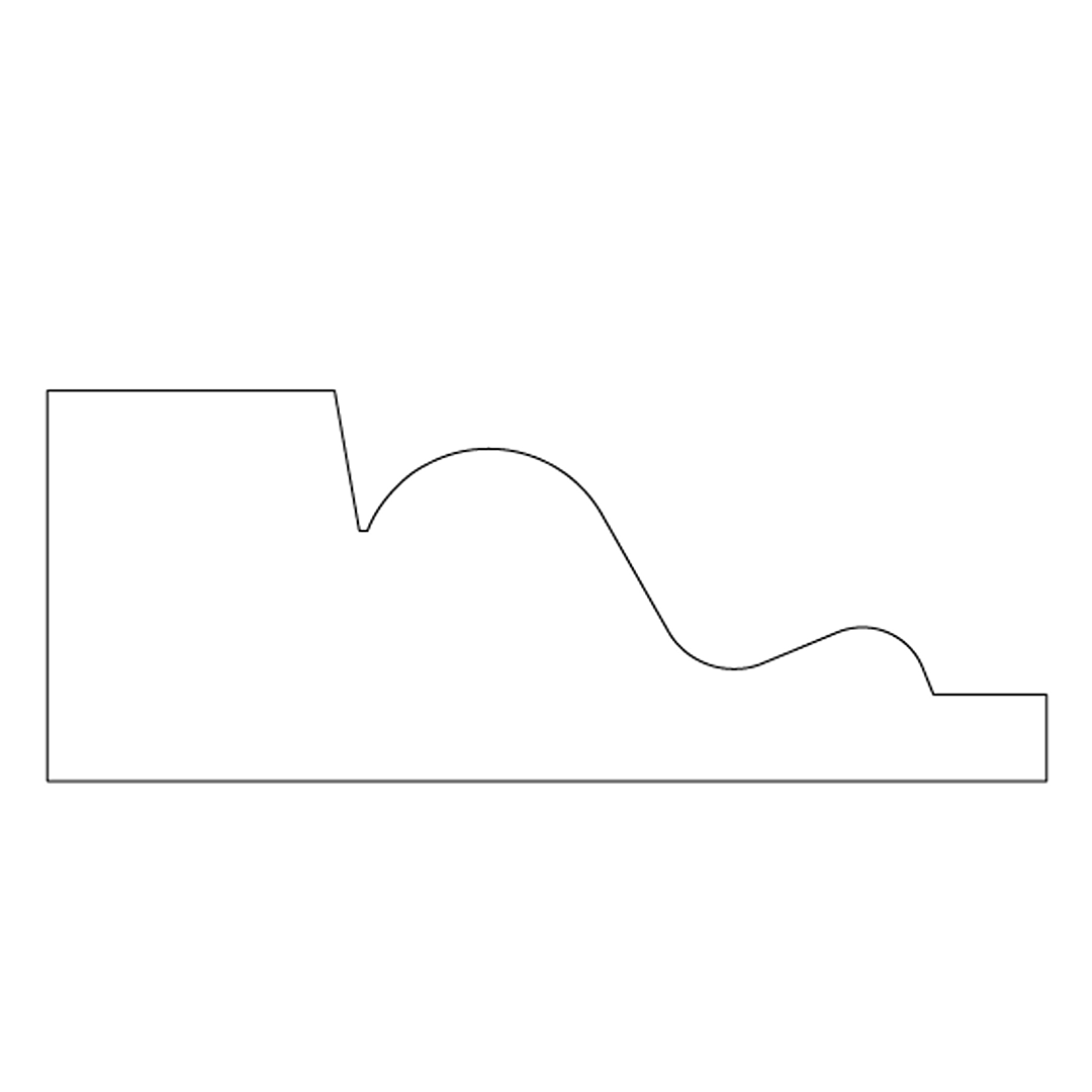 Profile outline of a heritage cap oak molding shape for lumber and building materials collection under $50