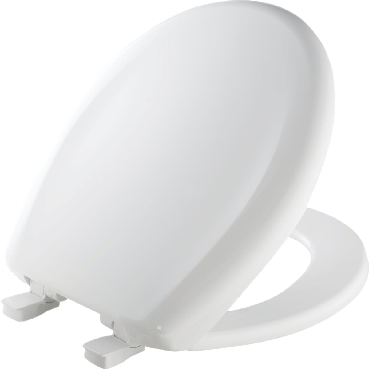 White plastic slow close toilet seat with sweptback design for bathroom and toilet seat collections under $50