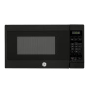 Black countertop microwave oven with digital keypad and window door from kitchen appliances collection