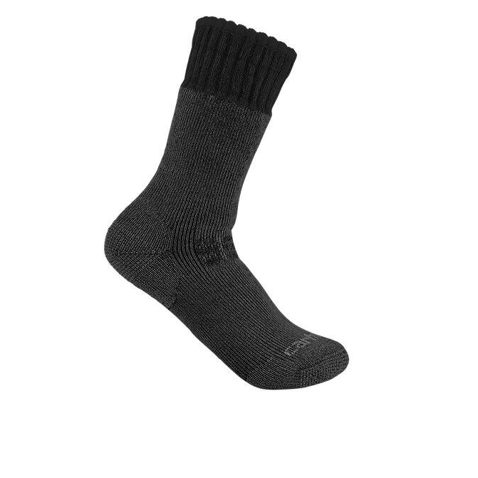 Men's black synthetic wool boot sock with ribbed cuff designed for durability and comfort in outdoor work settings
