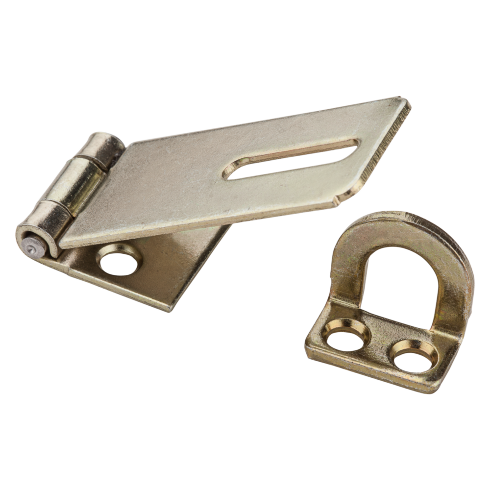 Brass non-swivel safety hasp and staple for secure door and cabinet locking in door accessories under $50 home improvement tools