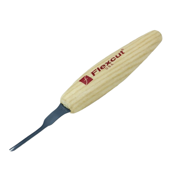 Woodcarving micro V-tool with wooden handle for detailed carving in woodworking and carving tool collections under $50