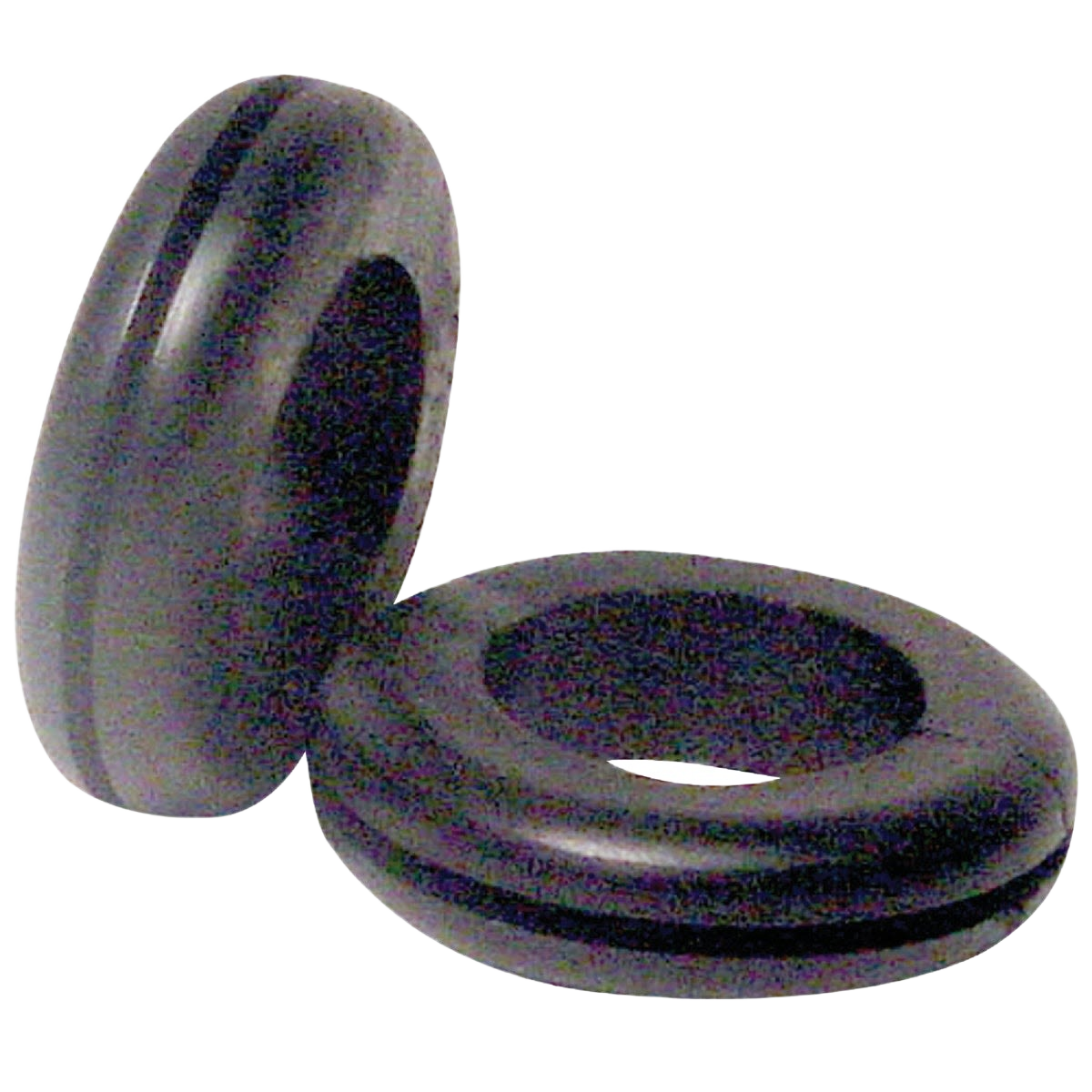 Two black vinyl wire insulation grommets designed for protecting electrical cords in under $50 collection