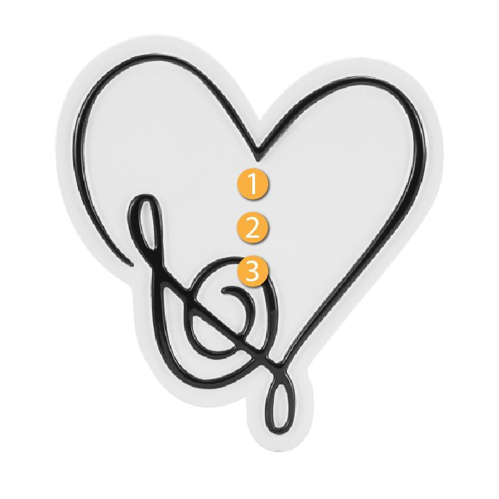 White heart-shaped ornament with elegant black treble clef design for Christmas Ornaments & Tree Decorations under $50 collection