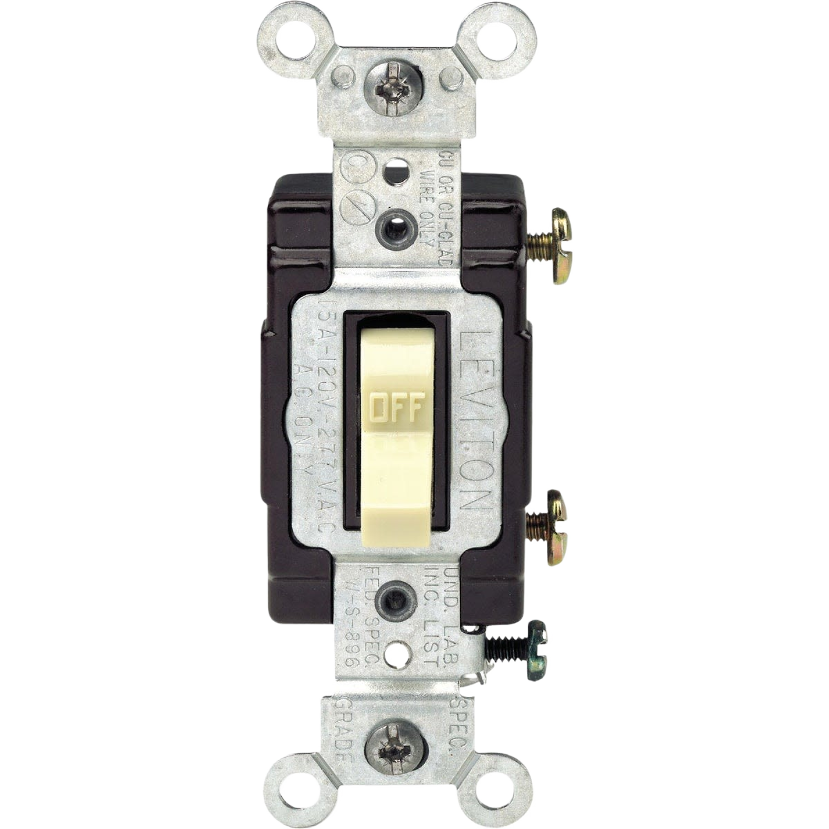 Ivory toggle switch with illuminated OFF indicator for single pole electrical control in home improvement tasks