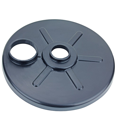 Black rear wheel shield with dual circular openings for John Deere mower parts in automotive and mechanic tools collections