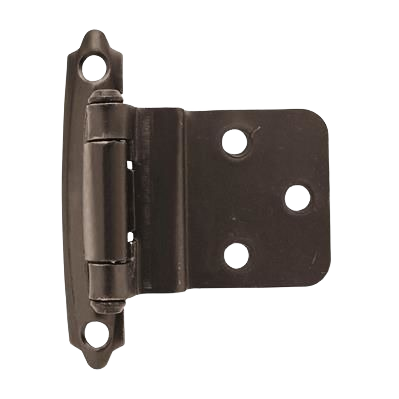 Oil-rubbed bronze inset hinge with self-closing mechanism for cabinet doors in home improvement projects