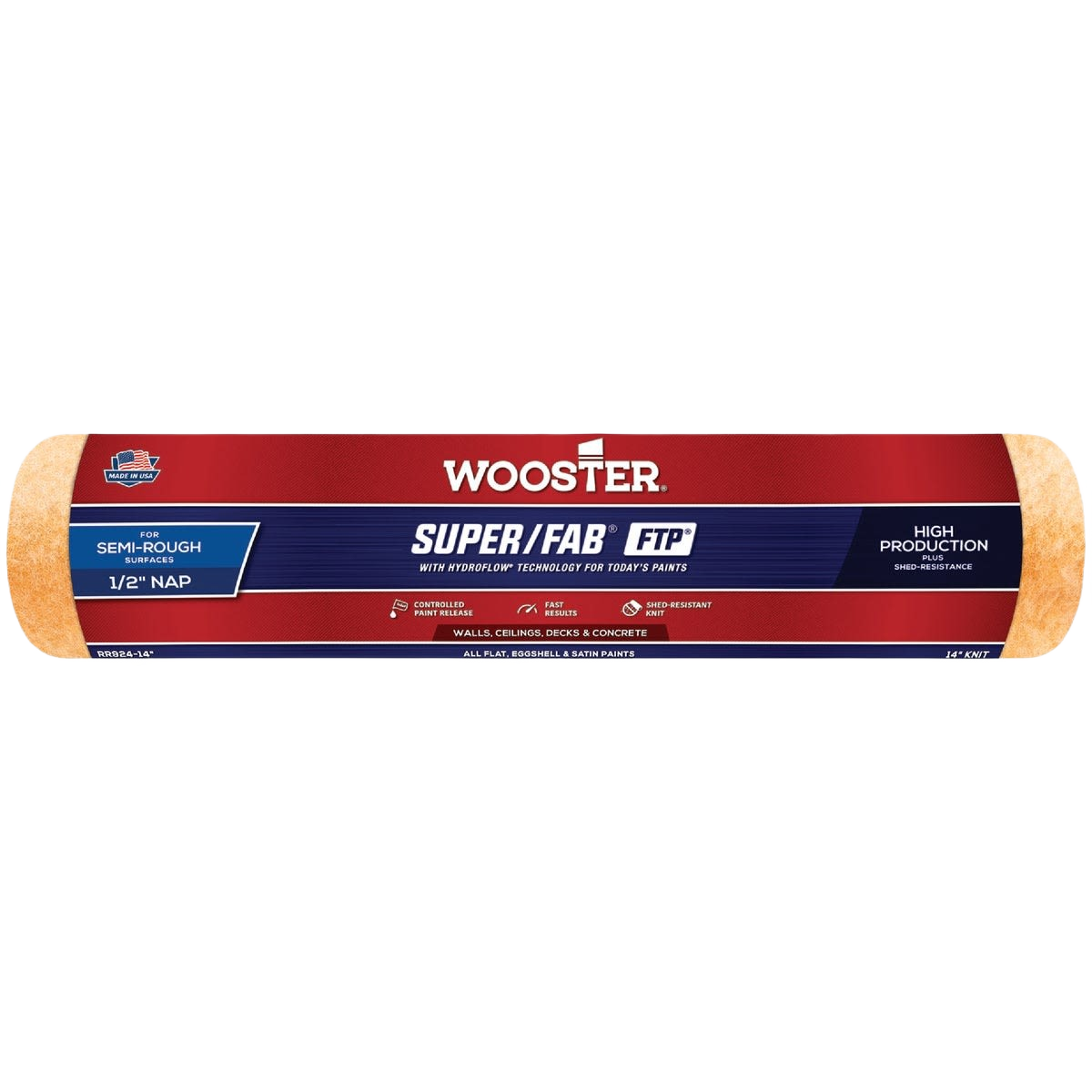 Wooster knit fabric paint roller cover with 1/2 inch nap for semi-rough surfaces in paint supplies collections